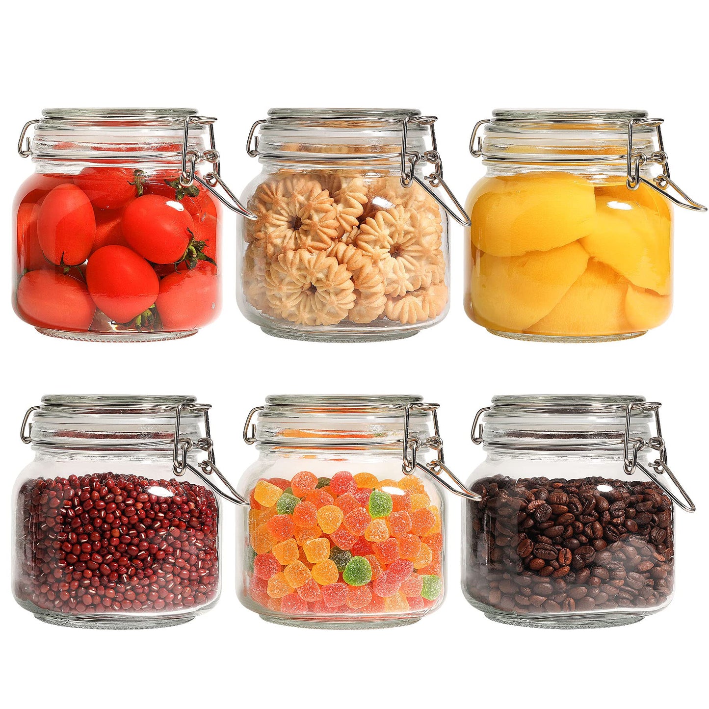 ComSaf Square Glass Spice Jars 8 oz 6 Pack with Labels and Funnel Set