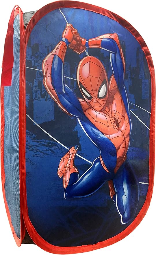 Jay Franco Marvel Spiderman Web Sling Pop Up Hamper - Mesh Laundry Basket/Bag with Durable Handles, 22" x 14"