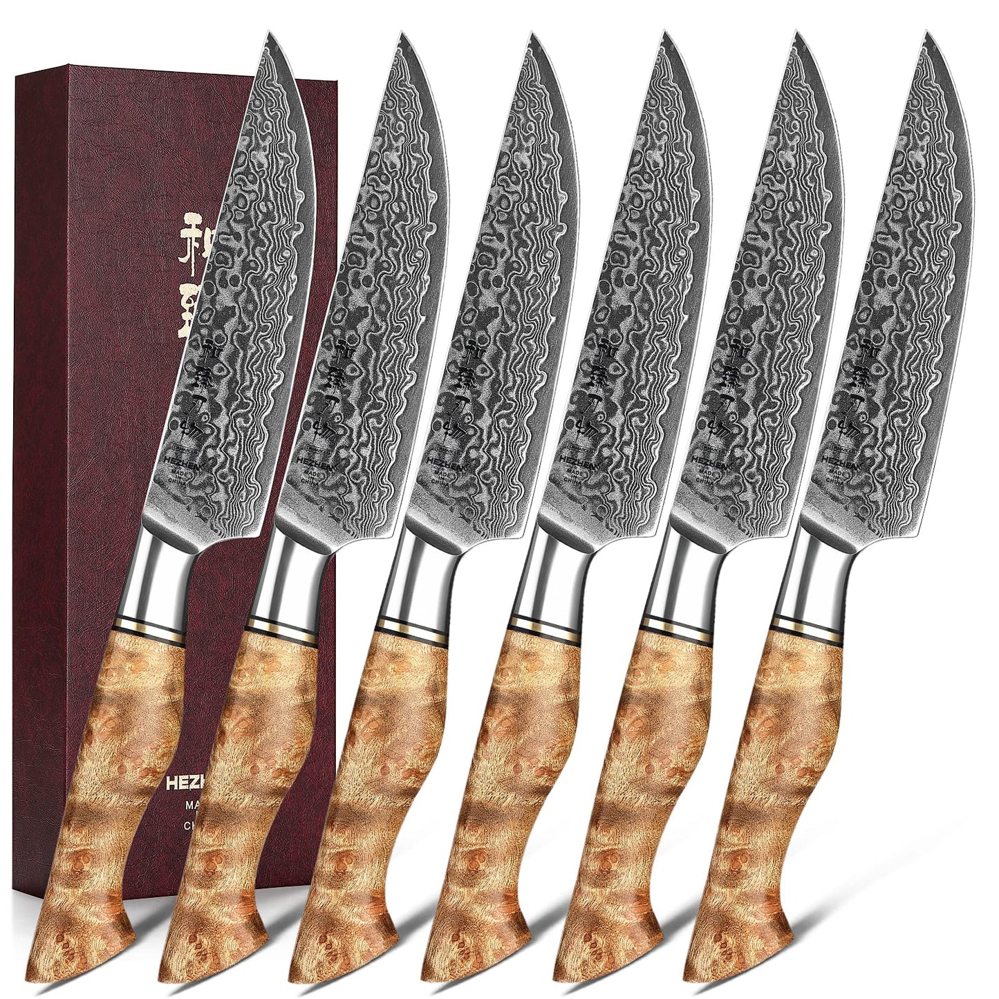 HEZHEN 8.3-Inch Bread Knife – 67 Layers Damascus Steel, Professional Serrated Slicer for Sourdough & Artisan Bread, Figured Sycamore Handle