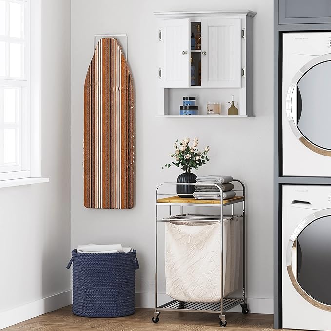 UTEX Bathroom Cabinet Wall Mounted, Wood Hanging Cabinet, Wall Cabinets with Doors and Shelves Over The Toilet for Bathroom,White