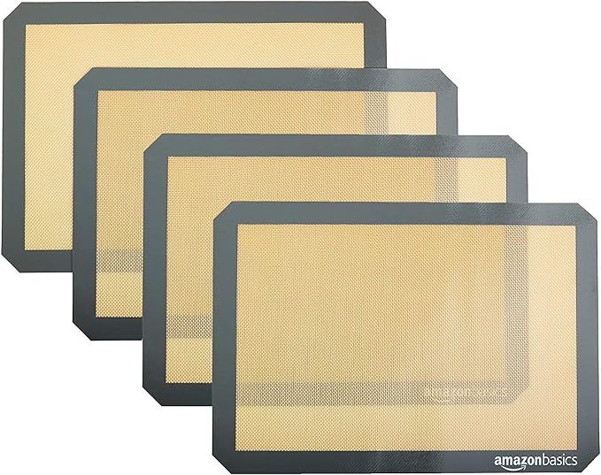 Silicone Rectangular Baking Mat, Non-Stick, Reusable, Dishwasher Safe, Food Safe, Heat Resistant, 16.5" x 11.6", Beige/Gray, 2-Pack