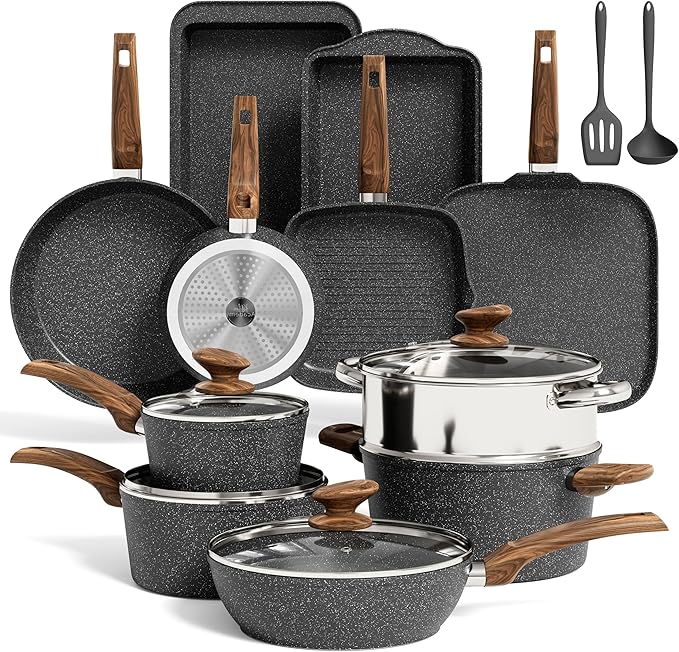 MAISON ARTS Pots and Pans Set, Granite Kitchen Induction Cookware Sets