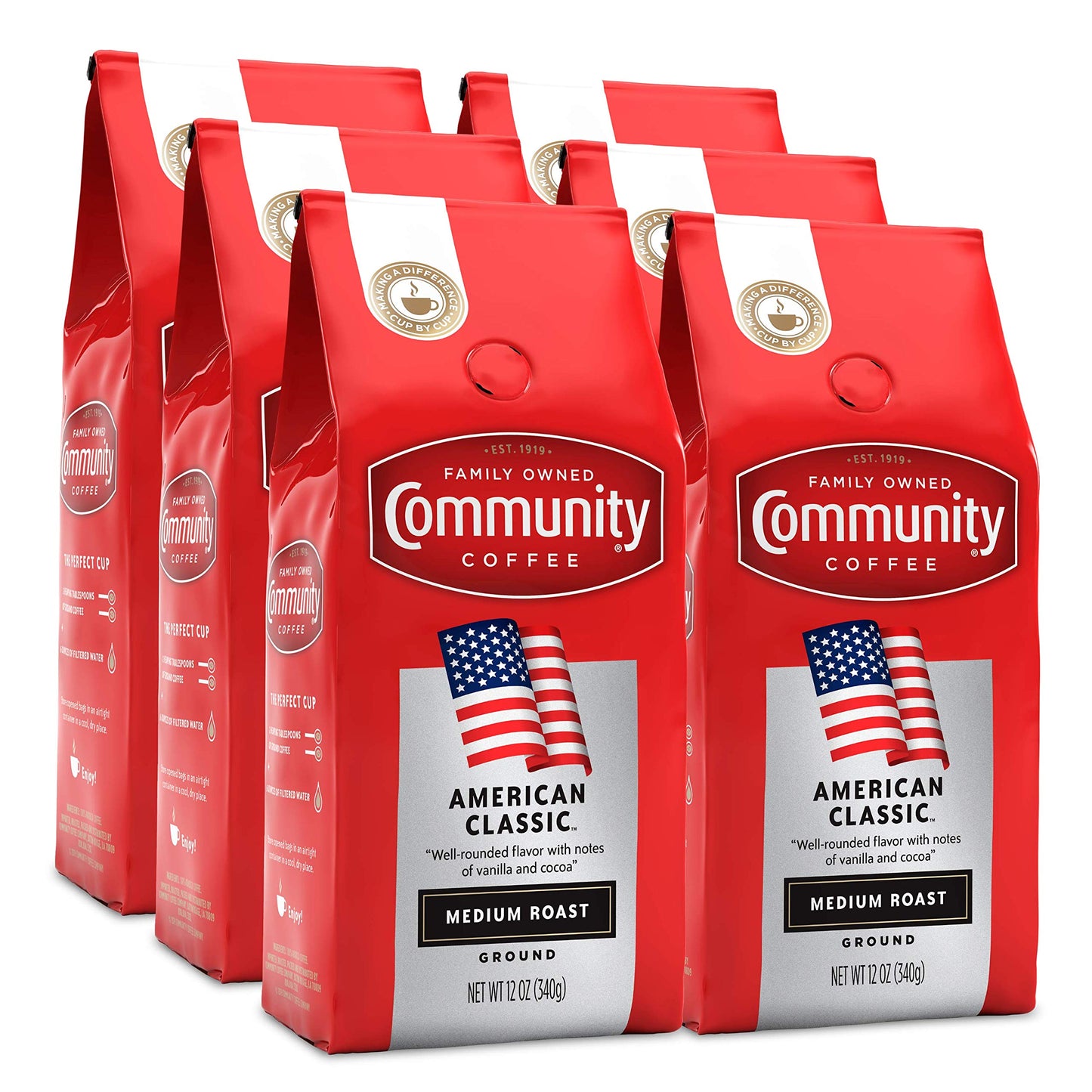 Community Coffee 100% Colombia 72 Ounce, Medium Dark Roast Ground Coffee, 12 Ounce (Pack of 6)