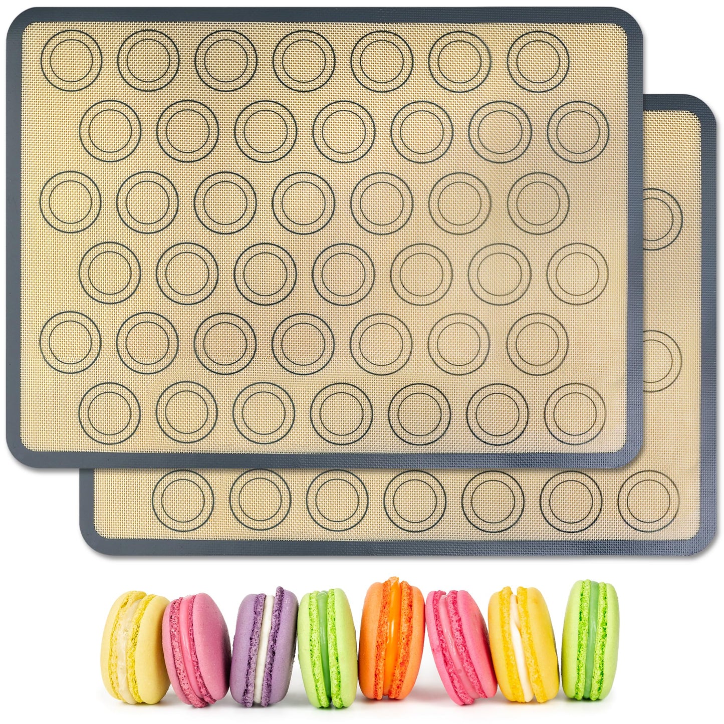 HOOMIL Macaron Silicone Baking Mats, 16.5 x 11.6 Inch, 2-Pack