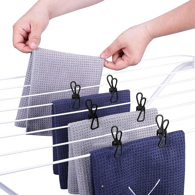 30 Pack Black Chip Bag Clips for Food - PVC 2 Inch Coated Sealer for Sealing Food - Paper Holder, Clothesline Clip for Laundry Hanging, Kitchen Bags, Multipurpose Clothes Pins