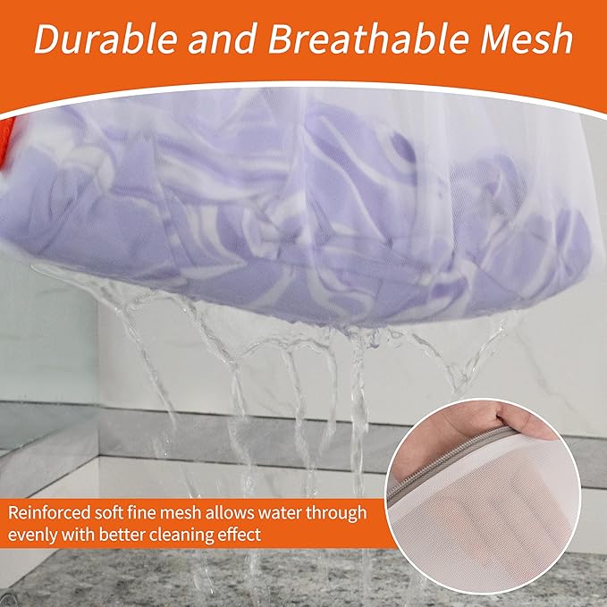 Polecasa 3Pcs Mesh Laundry Bags with Sturdy Zipper, Even Mesh Holes, Variety Sizes for all Your Delicates, Lingerie, Bras, Baby Clothes -Travel Essentials (1 Large, 1 Medium, 1 Small) (Pack of 2)