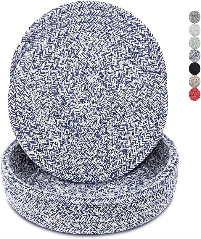 Trivets for Hot Dishes, Pots and Pans, Hot Pads with Storage Basket, Pot Holders for Kitchen, Heat Resistant Mat Protect Counter Home Essentials, Farmhouse Decor (Deep Gray 4 PCS)