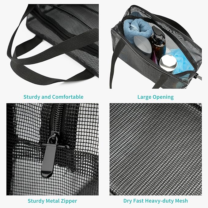 Mesh Shower Caddy Bag for Bathroom Gym Camping Portable Travel Mesh Toiletry Bag for Women Men