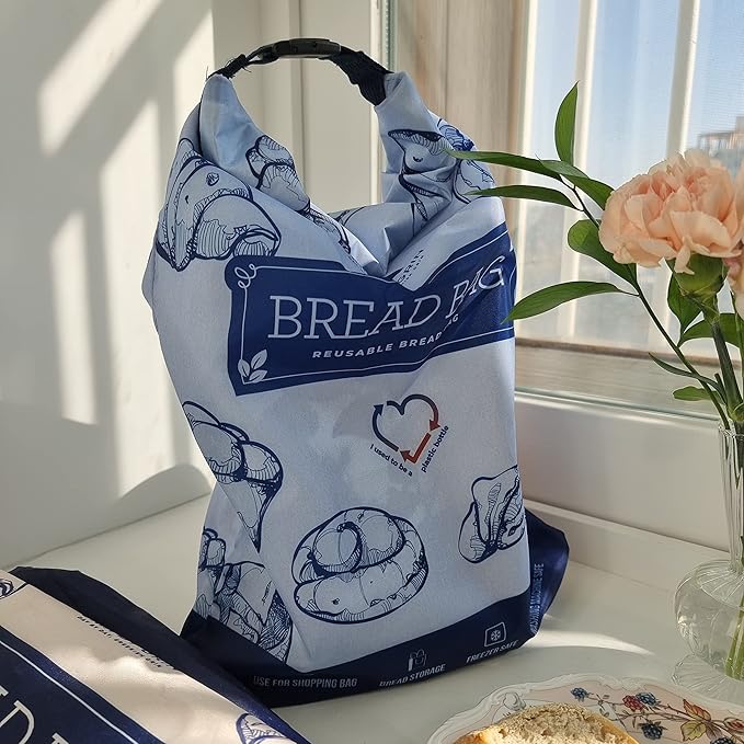 GRIN BY GRIN- Bread Bags 2 Pack Reusable Zipper Bags for Homemade Bread Sourdough Extra Large Freezer Storage