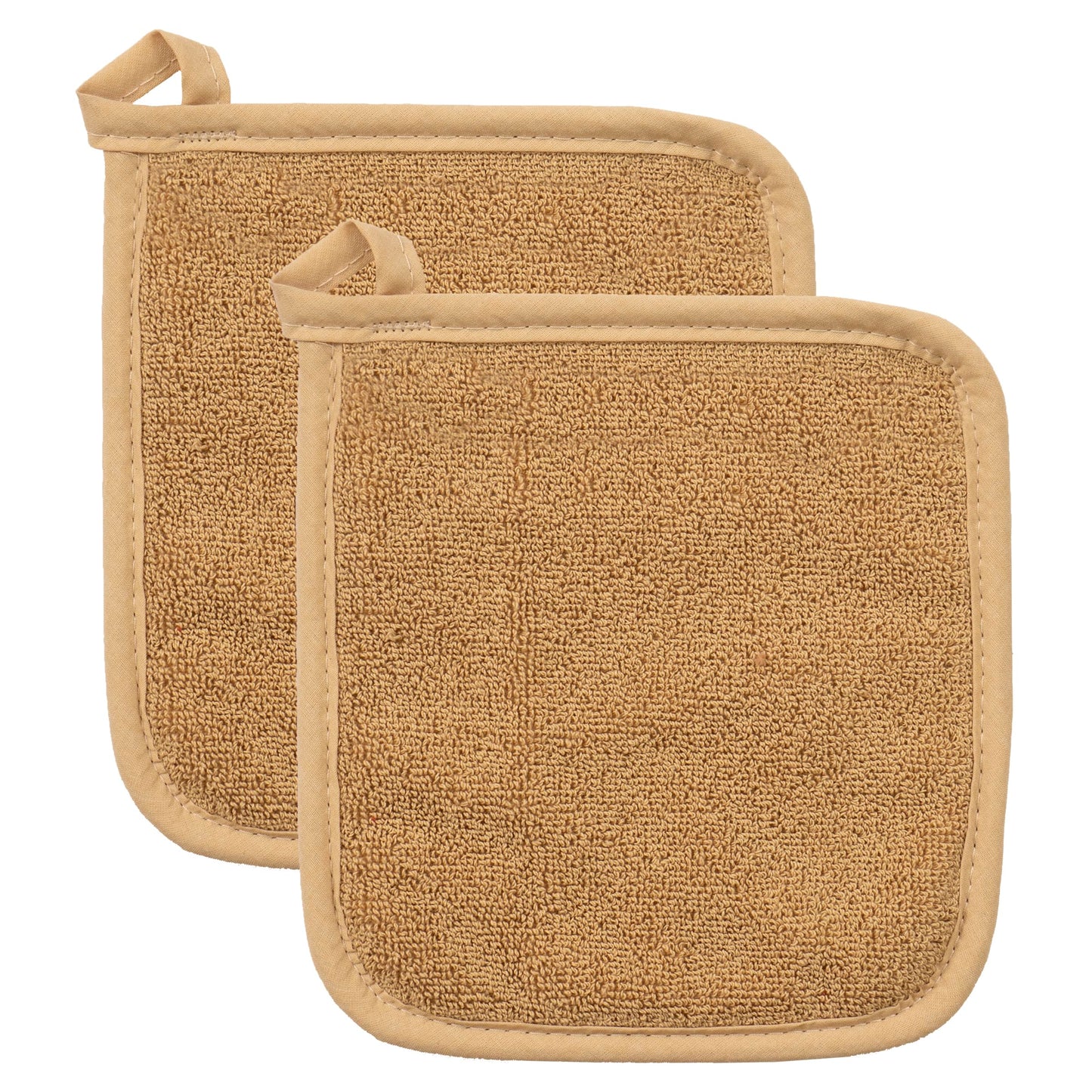 RITZ Terry Potholder & Hot Pad: Unparalleled Heat Resistant, Durable 100% Cotton – Ergonomically Designed for Optimal Grip – Easy-Care Machine Washable – 2-Pack, Latte
