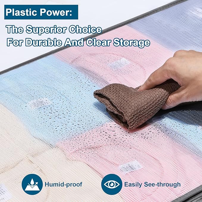 2 Pack Under Bed Storage Containers Bins, Humid-Proof Plastic Underbed Storage Bins, Clothes Storage and Organization Bags, Under the Bed Blanket Storage with Handles for Clothes, Bedroom, 70L