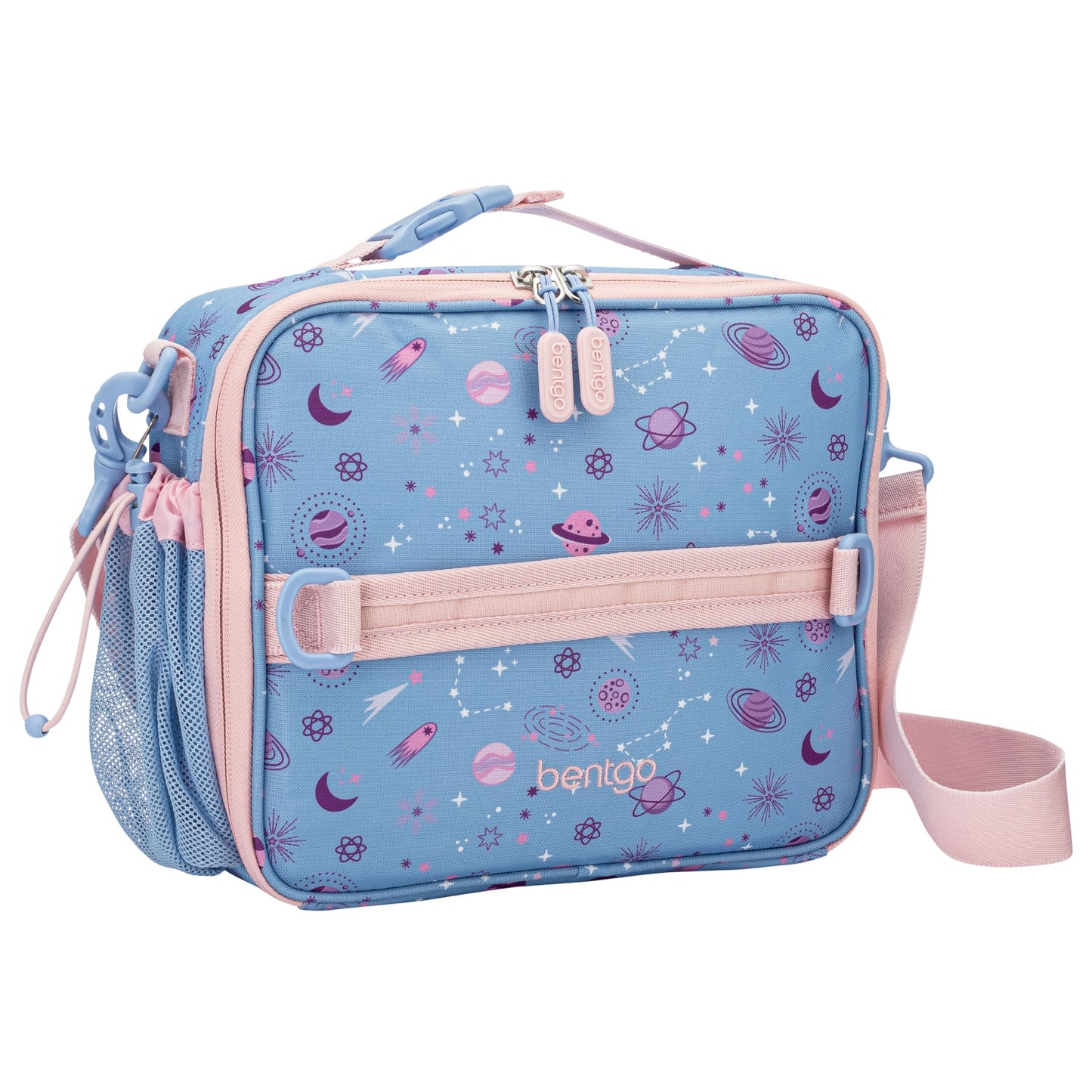 Bentgo Kids Lunch Bag - Double-Insulated, Reusable Lunch Bag for Kids 3+ with Adjustable Strap; Holds Lunch Box/Water Bottle/Snacks; Easy-Clean, Water-Resistant & Pockets (Glitter - Petal Pink)