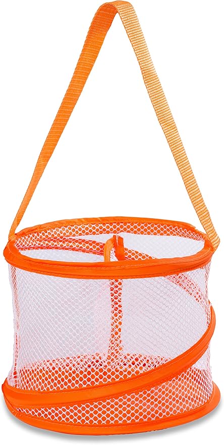 Handy Laundry Foldable Shower Caddy - Collapsible, Portable, Drainage Hole, Carry Handle, Large Compartments, Great Organizer for Camp, Travel, Gym, and Dorm (Orange)