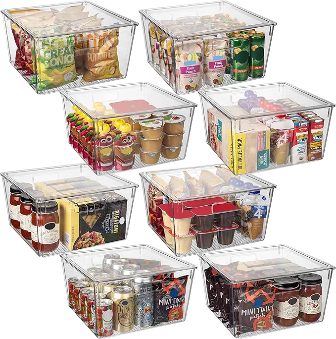 ClearSpace Plastic Storage Bins with Lids, Pantry Organizer, XL, 8 Pack