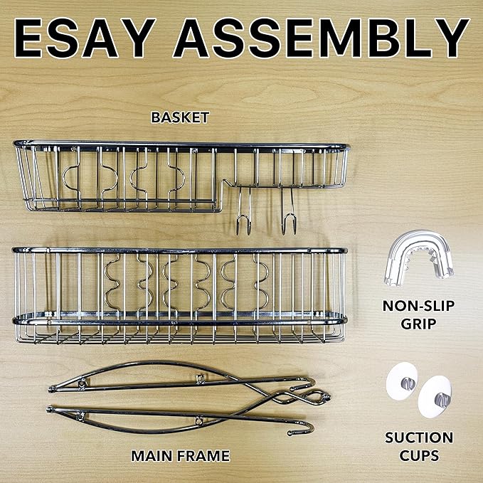 Simple Houseware Stainless Steel Bathroom Hanging Shower Head Caddy Organizer (26 x 16 x 5.5 inches)