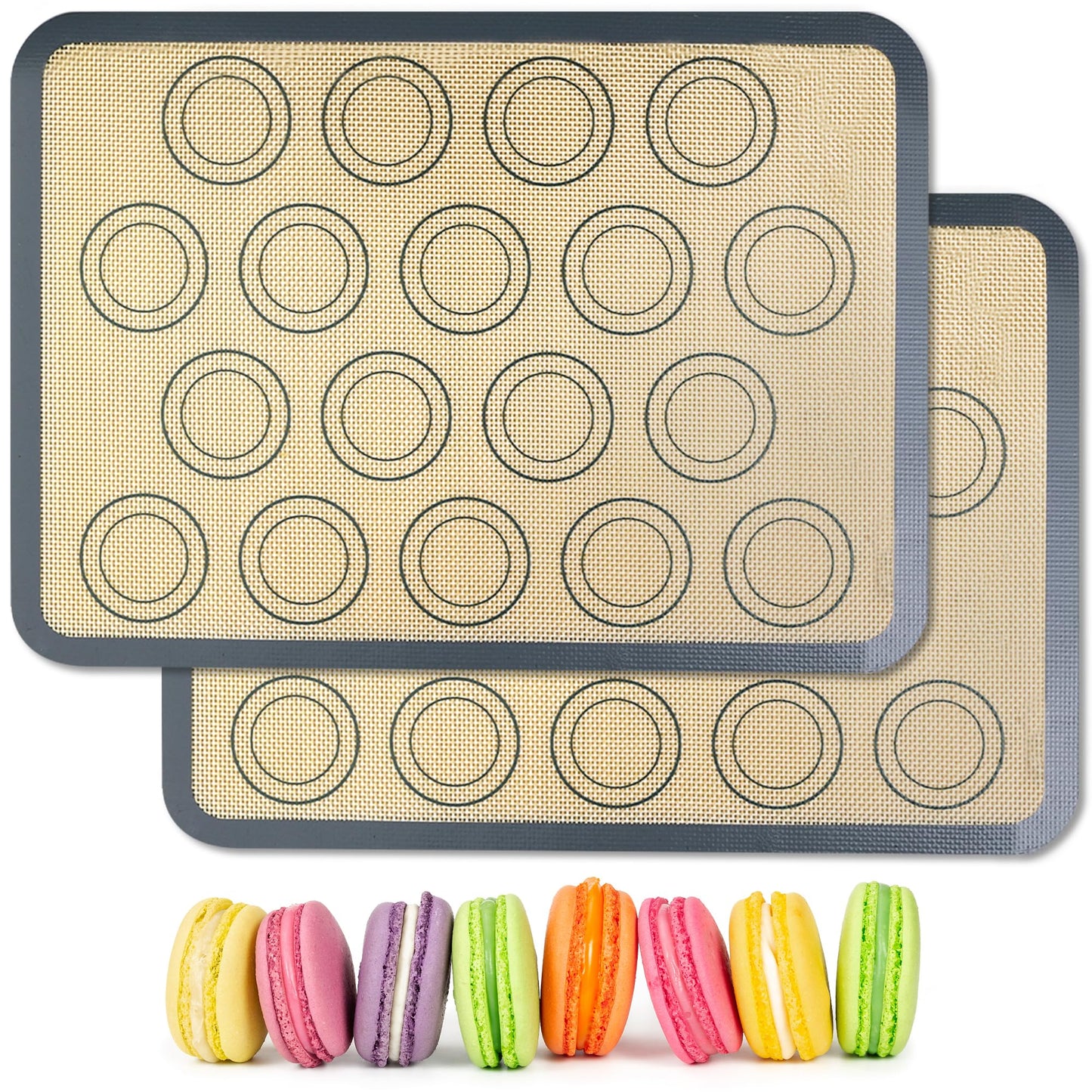 HOOMIL Macaron Silicone Baking Mats, 16.5 x 11.6 Inch, 2-Pack