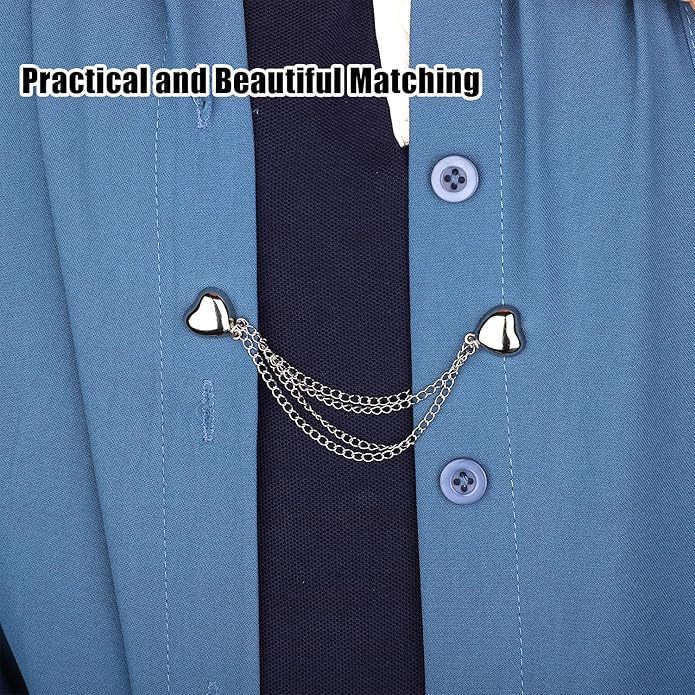 6pcs Magnetic Clothing Clips with Chain, Multi-Function Magnet Button Pins Hijab Cuff Clips for Fixing Hem of Clothes Long Pants Legs Sleeves of Shirts