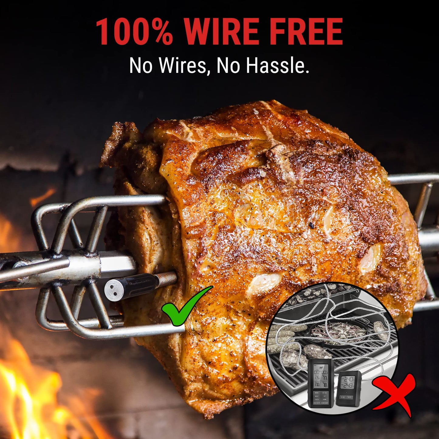 TempPro TempSpike 500 ft Wireless Meat Thermometer Digital for Cooking