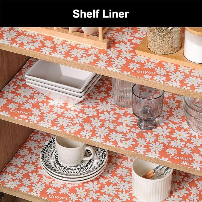 Cooyes Shelf Liner – Premium Non-Adhesive Cabinet & Drawer Liner for Kitchen – Waterproof Shelf Paper with Modern Pattern – Durable EVA Cabinet Mat – Easy to Cut （12" W x 120" L）