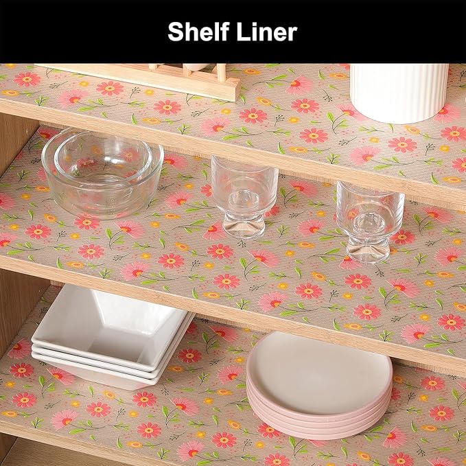 Cooyes Shelf Liner – Premium Non-Adhesive Cabinet & Drawer Liner for Kitchen – Waterproof Shelf Paper with Modern Pattern – Durable EVA Cabinet Mat – Easy to Cut (17.5" W x 78.7" L)