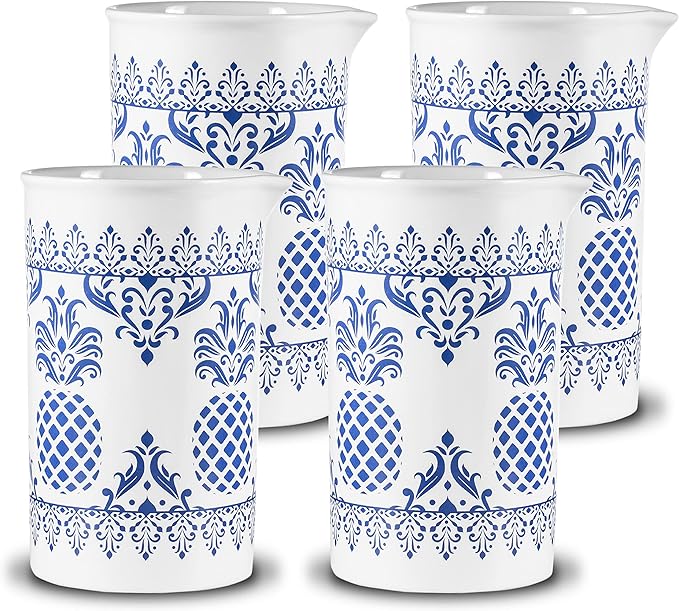 Piña Barware Seamless Professional Porcelain Mixing Glass – 600mL / 20oz (Pineapple Hospitality Pattern, 1-Pack)