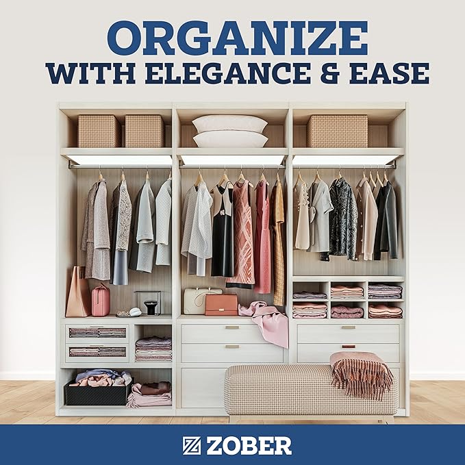 ZOBER High-Grade Wooden Hangers - Heavy Duty, Non Slip Wood Hangers for Coats, Jackets, Suits, & Pants - Clothes Hangers for Closet W/Bar and Notches 20 Pack