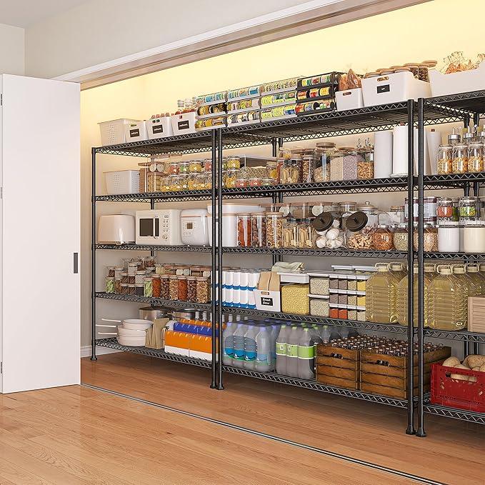 REIBII Heavy Duty 5-Tier Storage Shelves, 45.5''W for Kitchen Garage Retail