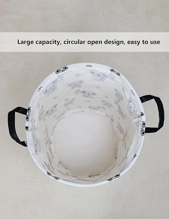 QUEENLALA Large Storage Basket,Laundry Hamper/Bathroom/Home Decor/Collapsible Round Storage Bin,Boys and Girls Hamper/Boxes/Clothing(Round-Koala)