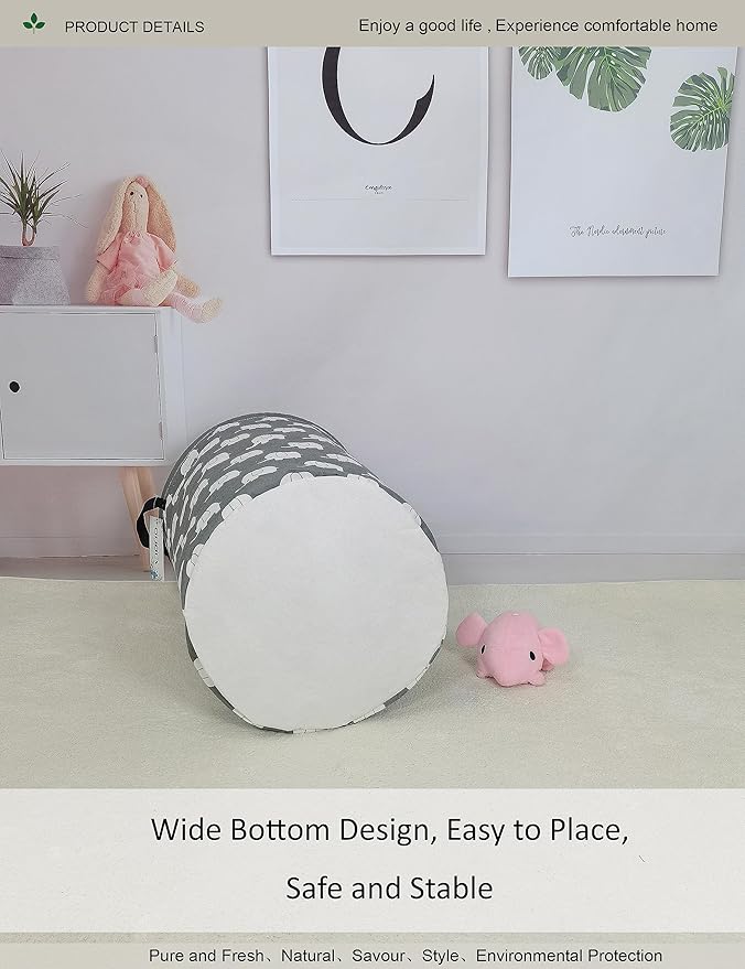 Round waterproof laundry basket,foldable storage basket,laundry Hampers with handle,gift basket,suitable for children's room and toy storage (Elephant)