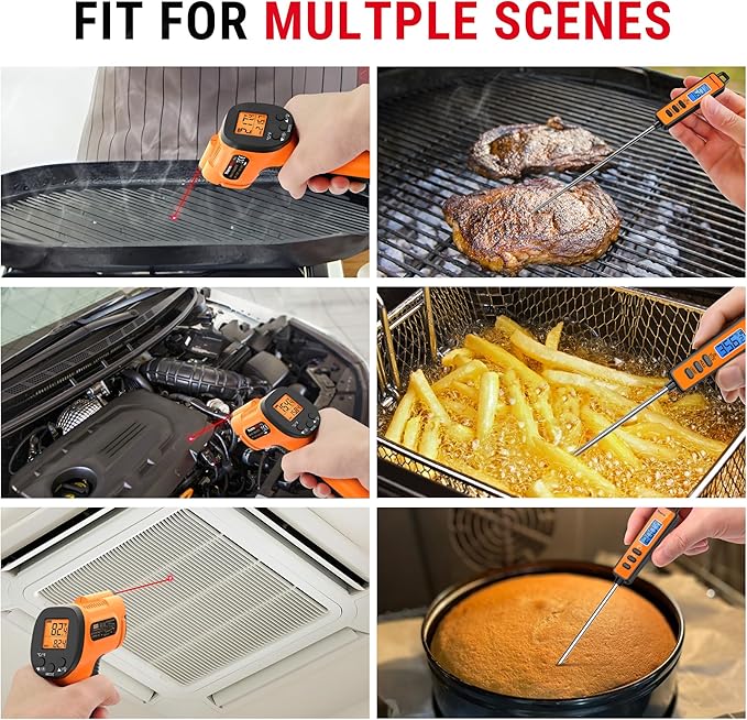 TempPro TempScan Infrared Thermometer Gun with Super Long Meat Probe