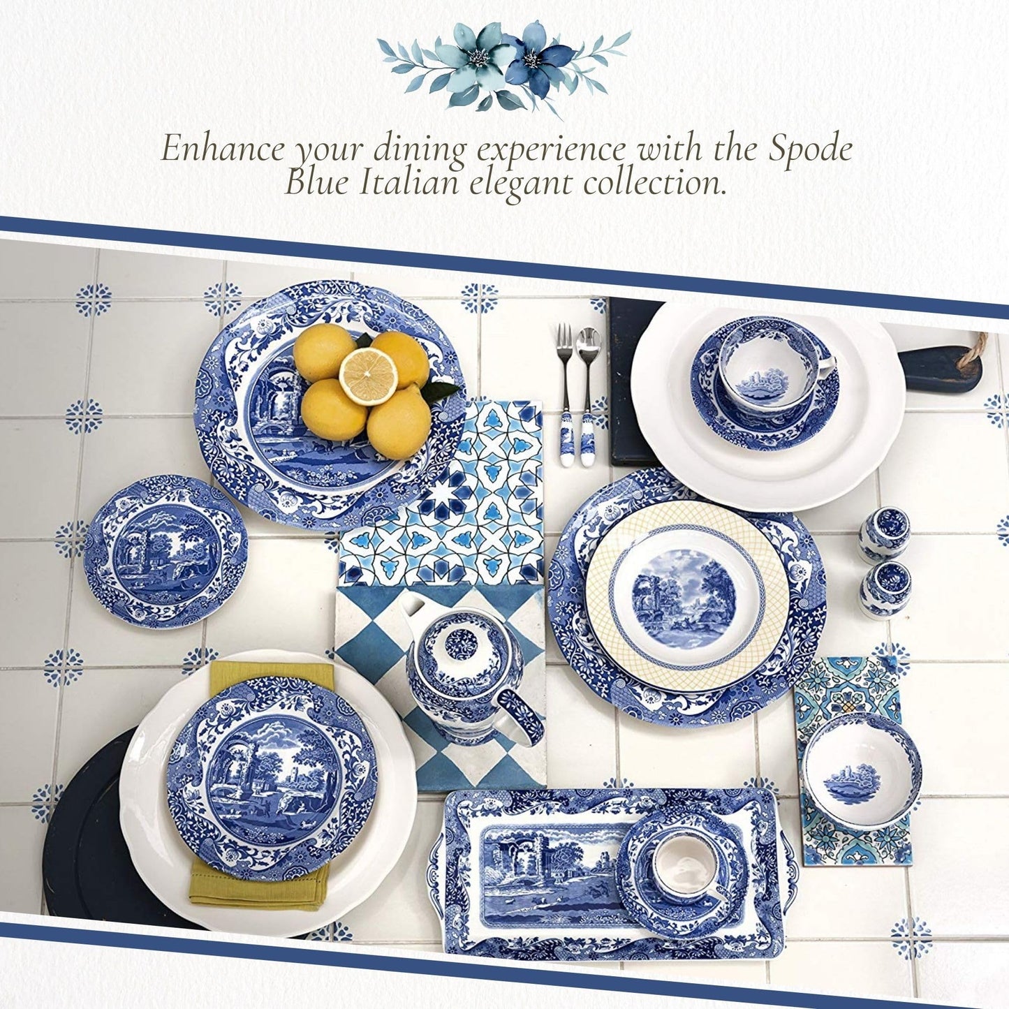 Spode Blue Italian Dip Bowl Set of 3 - 5-Inch Porcelain Bowls with Oriental Design, Dishwasher & Microwave Safe Tableware for Dip, Side, Appetizers, Dessert - Blue & White Dinnerware