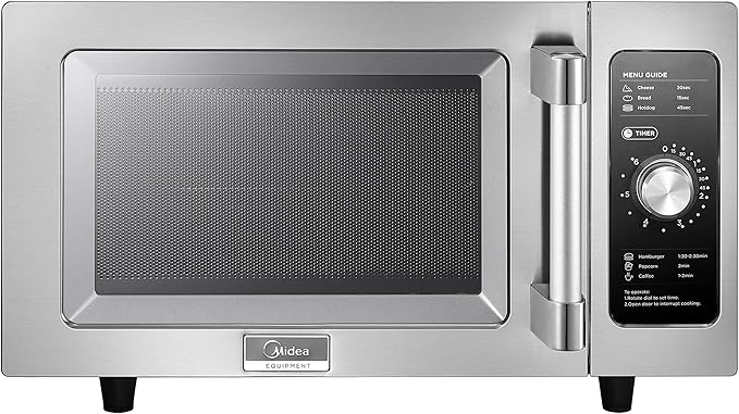 Midea Equipment 1034N0A Countertop Commercial Microwave Oven with Dial, 1000W, Stainless Steel, 1.2 CuFt