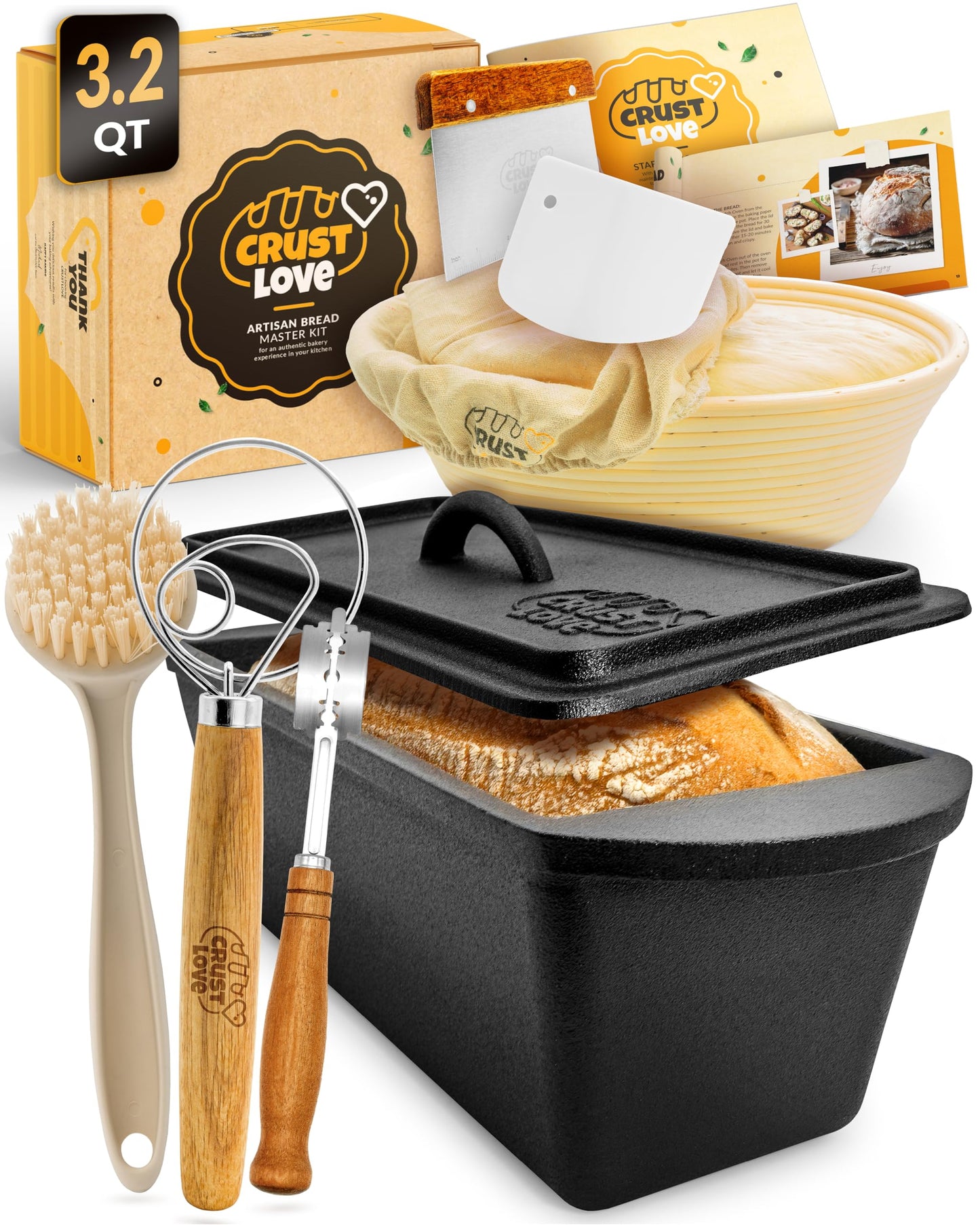 CRUSTLOVE Bread Lame 2-Piece Set for Controlled Dough Scoring with 5 Blades