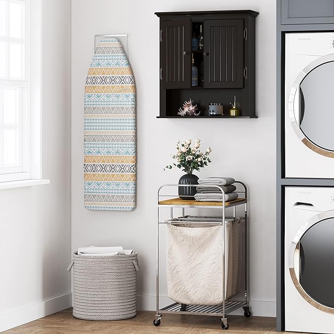 UTEX Bathroom Cabinet Wall Mounted, Wood Hanging Cabinet, Wall Cabinets with Doors and Shelves Over The Toilet, Espresso