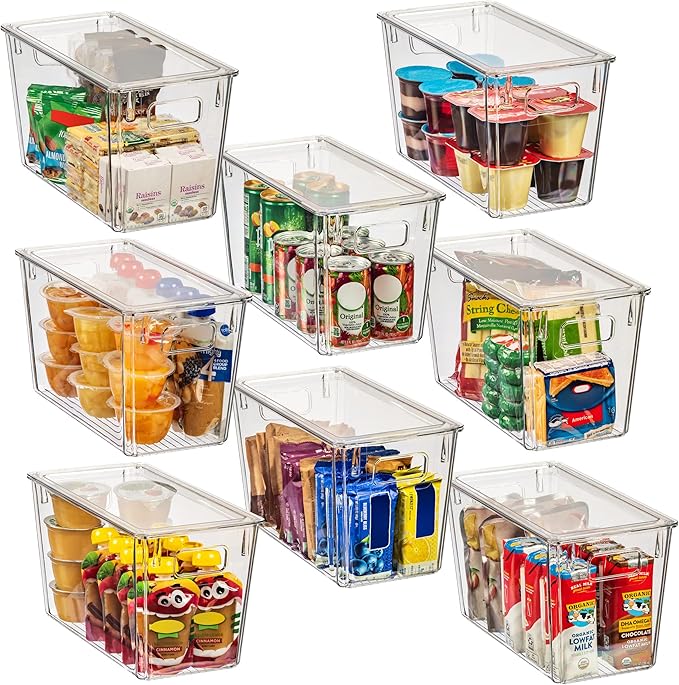ClearSpace Plastic Storage Bins with Lids, Pantry Organizer, XL, 8 Pack