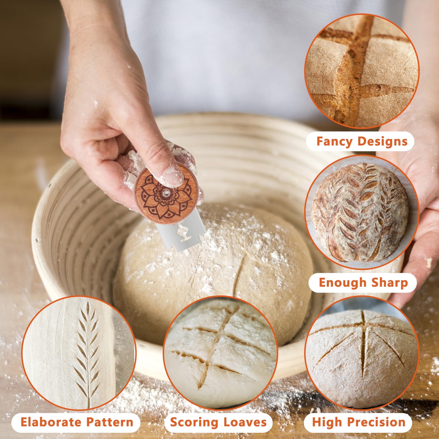 Epritliber UFO Bread Lame Sourdough Scoring Tool Bread Scorer,Circle-red