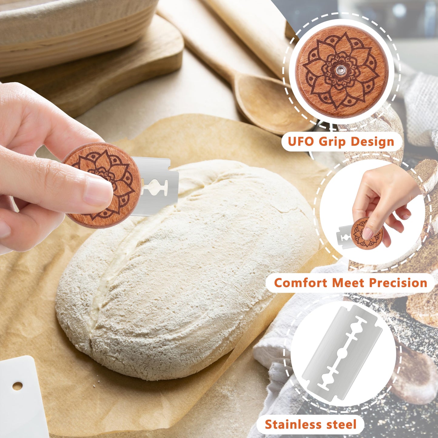 Epritliber UFO Bread Lame Sourdough Scoring Tool Bread Scorer,Circle-red