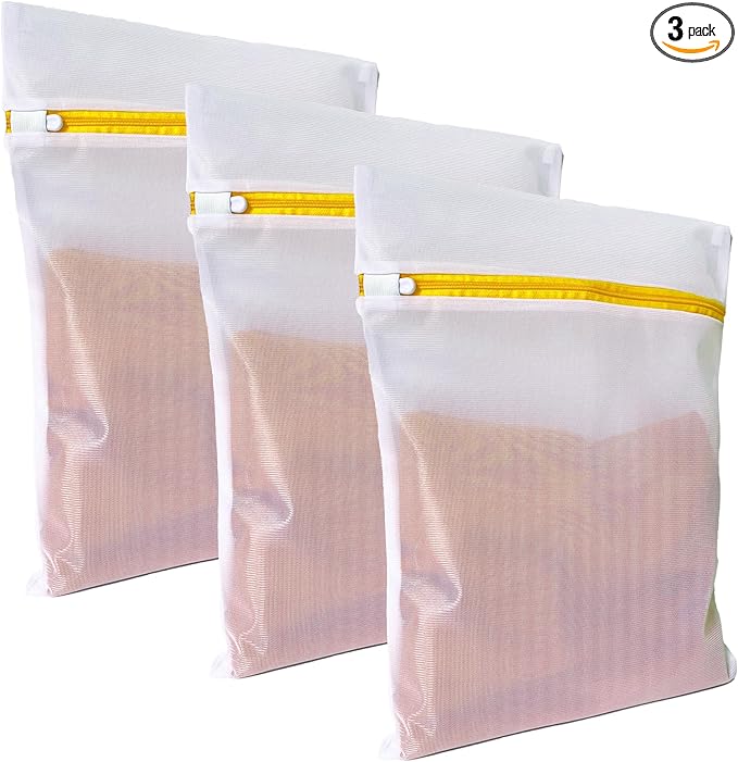3 Pack Mesh Laundry Bags for Delicates 16inx20in (40cmx50cm), Dryer Safe, Breathable Fine Net, Sturdy Anti-Rust Zipper, Mesh Laundry Bags for Lingerie, Bra, Underwear, Sneakers, Socks, Laundry Club™