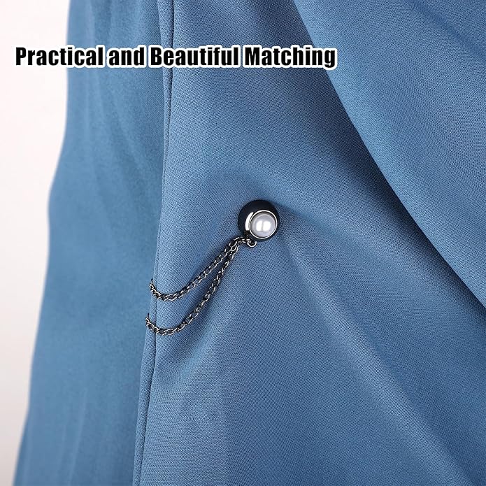 6pcs Magnetic Clothing Clips with Chain, Multi-Function Magnet Button Pins Hijab Cuff Clips for Fixing Hem of Clothes Long Pants Legs Sleeves of Shirts