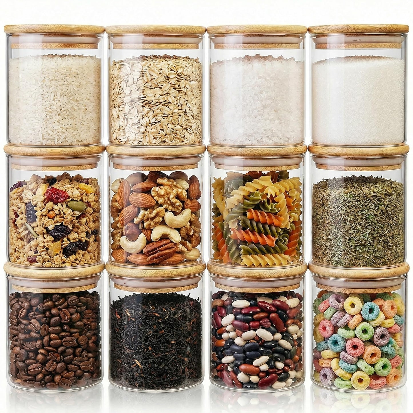 27 oz Glass Jars with Bamboo Lids, Airtight Food Storage Containers, 6 Pack