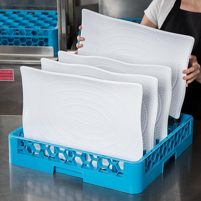 Carlisle FoodService Products All Purpose Plate and Tray Racks – Tray Racks with Extra Tall 2.94" Pegs for Charger Plates, Pasta Bowls, Large Platters, Open Honeycomb Design, Blue, (Pack of 6)