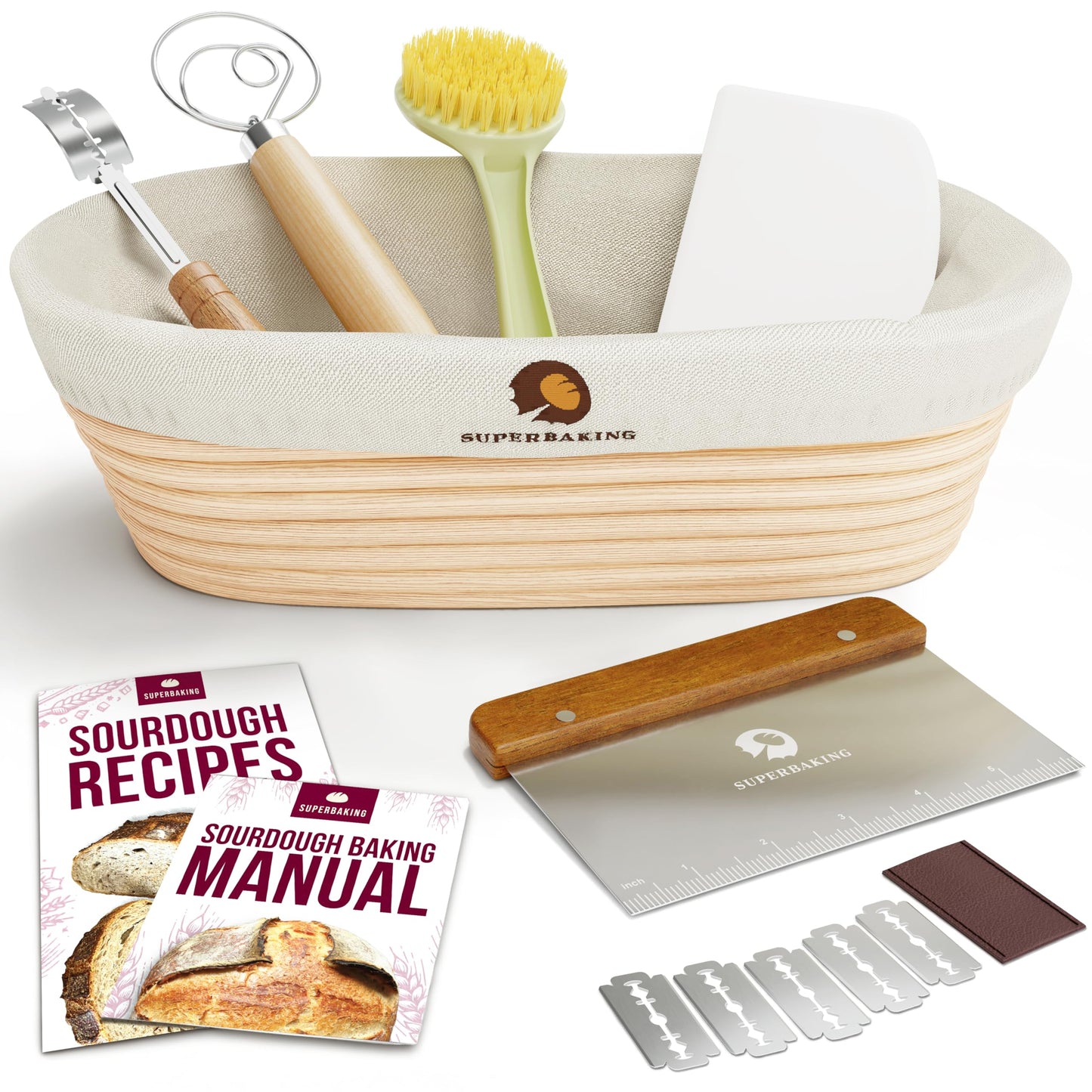 Superbaking Sourdough Banneton Bread Proofing Basket, 9" Round, Set of 2