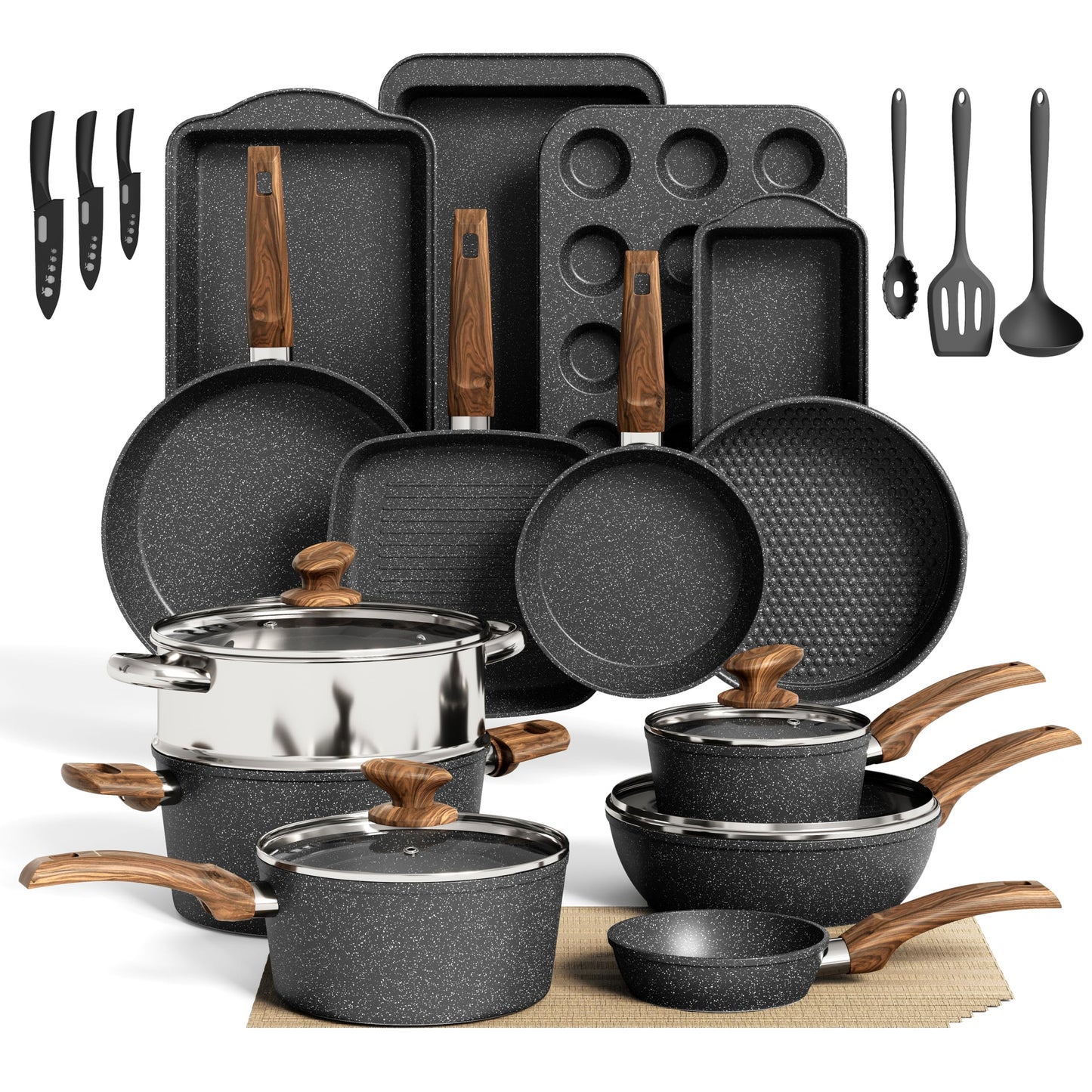 DishDelight Pots and Pans Set Non Stick, Induction Kitchen Cookware Sets