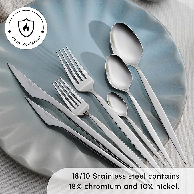 Karaca Thor 84-Piece Table Silverware Cutlery Set with Box, Stainless Steel in Elegant Box, Stylish and Durable Cutlery for Demanding Table Culture