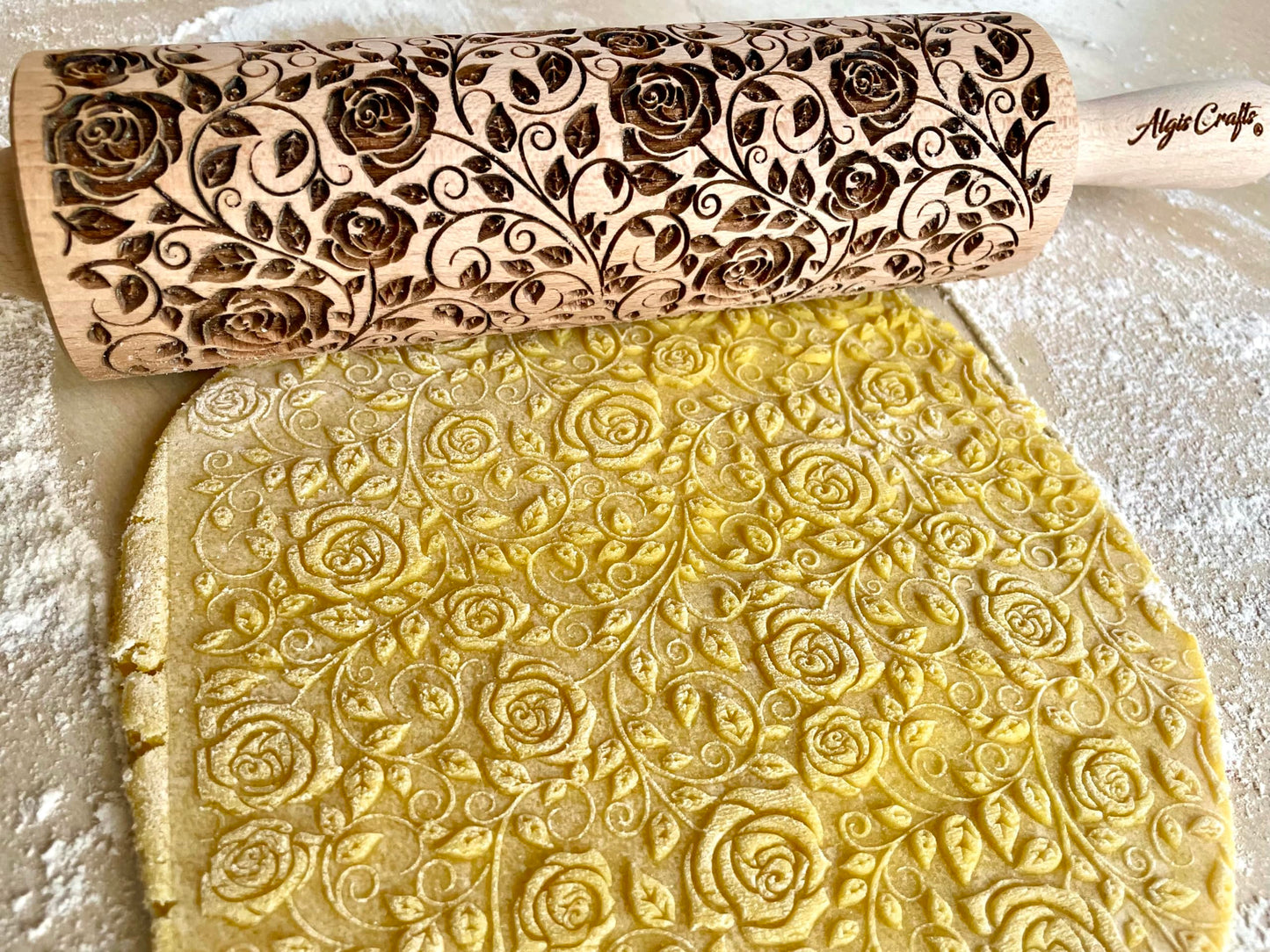 KALEIDOSCOPE ROLLING PIN LASER ENGRAVED for EMBOSSED COOKIES GIFT FOR FRIEND MOTHER BAKER