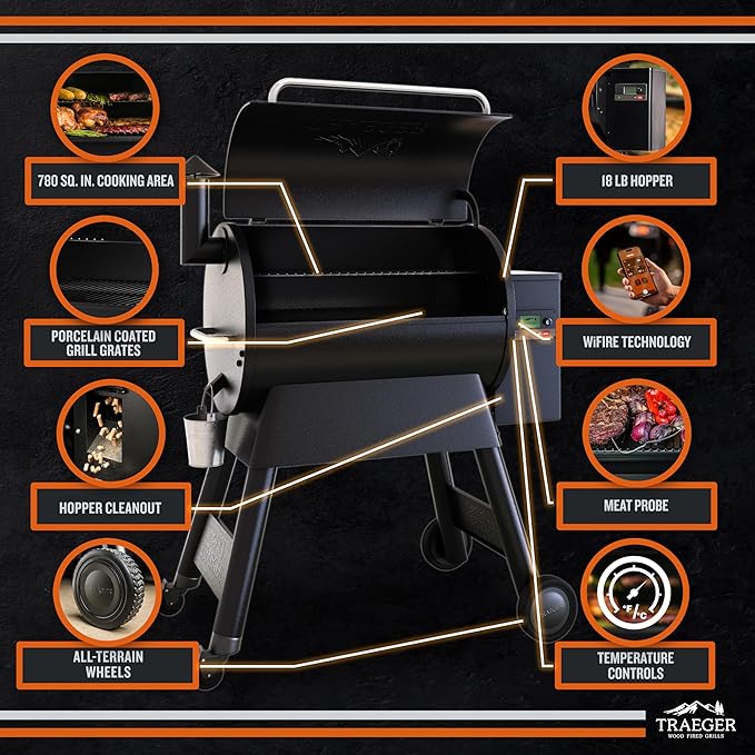 Traeger Pro 780 Wood Pellet Grill & Smoker, 780 Sq In, WiFi