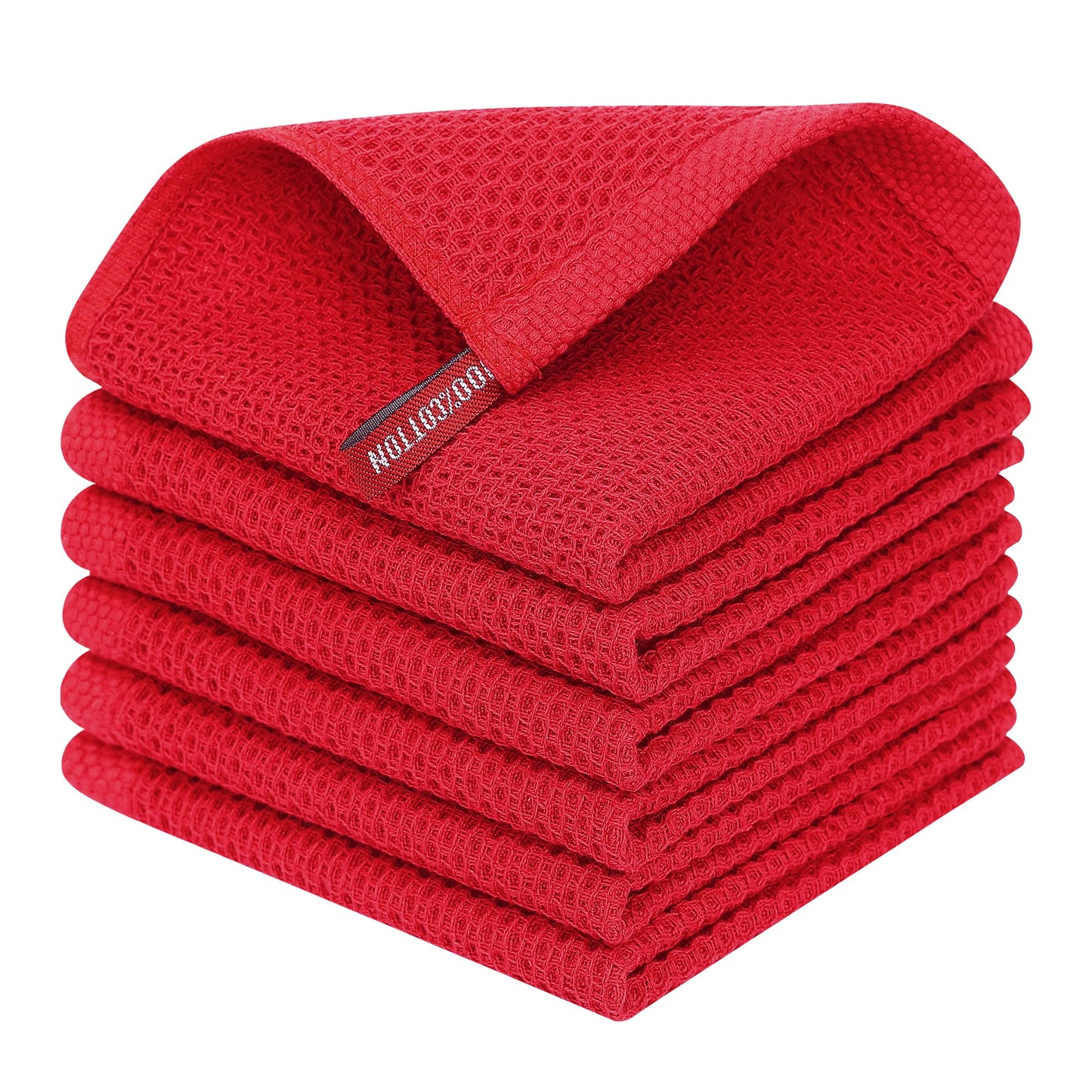 Homaxy 100% Cotton Waffle Weave Kitchen Dish Cloths, Ultra Soft Absorbent Quick Drying Dish Towels, 12 x 12 Inches — 13 x 28 - 12 Pack — 12 x 12 - 6 Pack