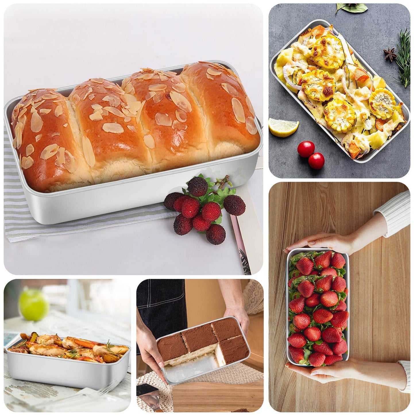 LIANYU Loaf Pan for Baking Bread, 9x5In Stainless Steel Bread Pan, 4 Pack
