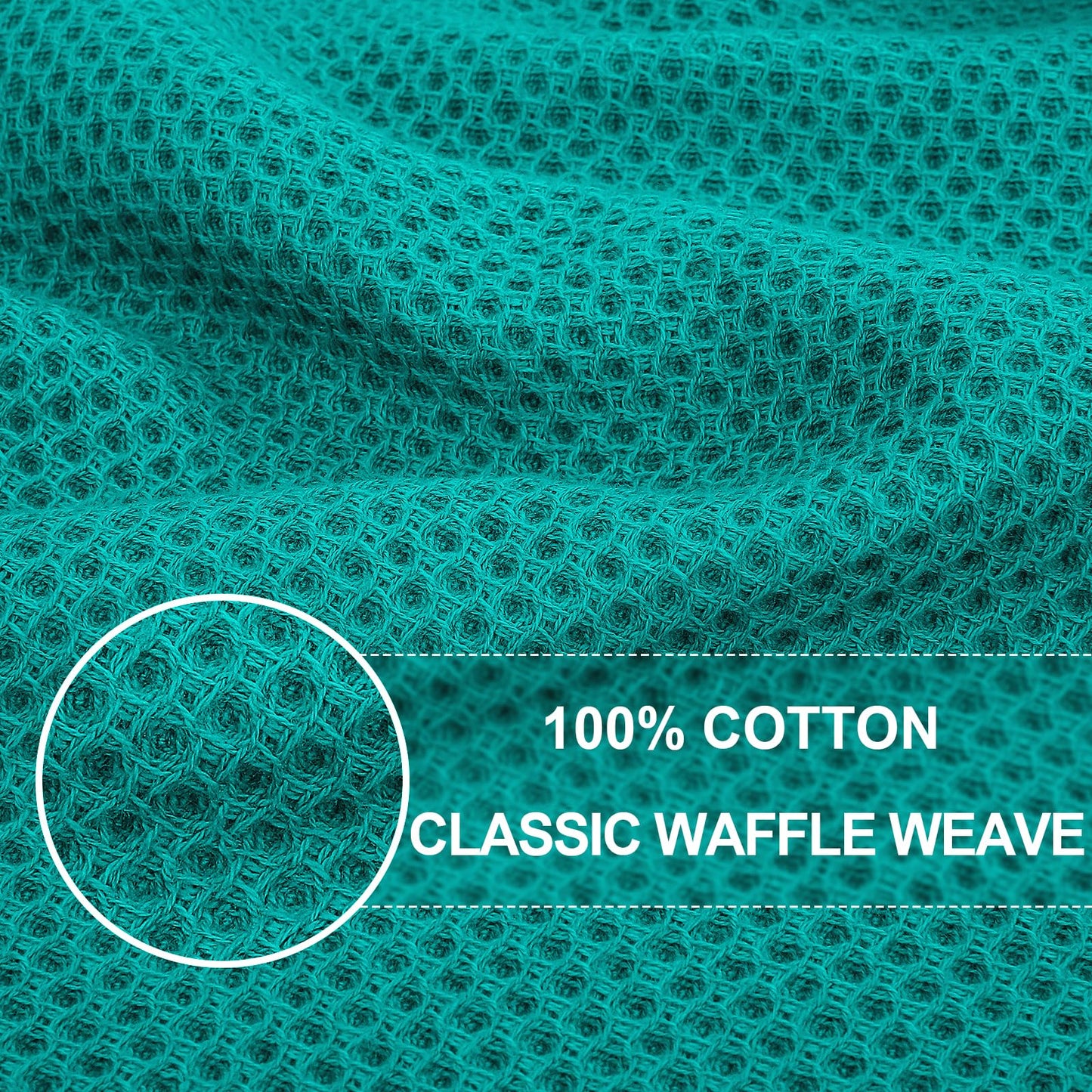 Homaxy 100% Cotton Waffle Weave Kitchen Dish Towels 4-Pack, Teal