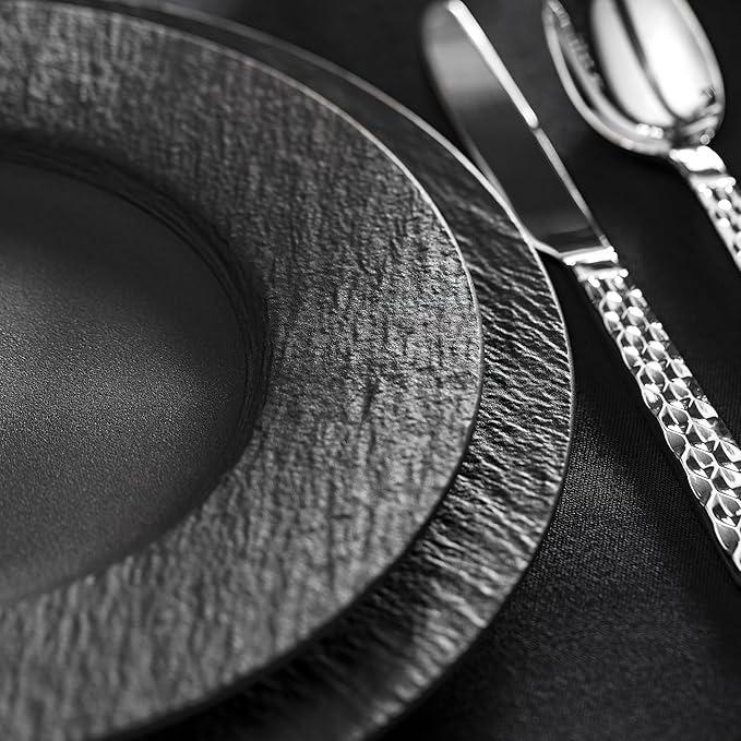 Villeroy & Boch Manufacture Rock Dinner Plate, Black, Set of 4, 10.5 In